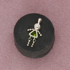 sterling silver green cz birthstone doll pendant